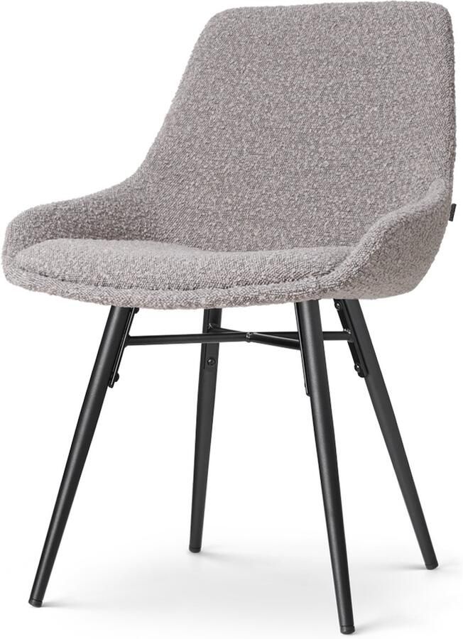 Nolon Nova-Isa Eetkamerstoel Bouclé Taupe Stof Zonder Armleuning Zwart Metalen Poten Industrieel Design Comfortabel