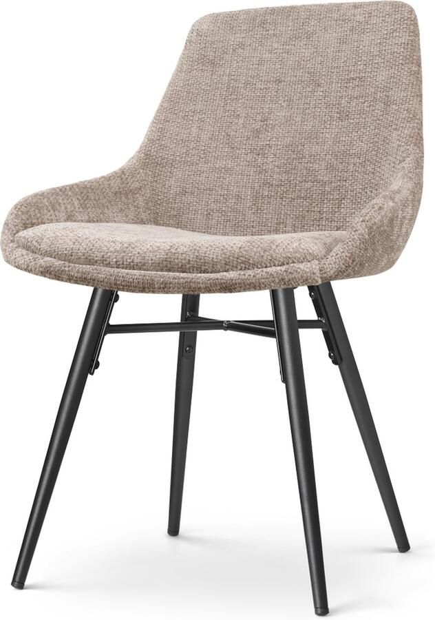 Nolon Nova-Isa Eetkamerstoel Bruin Stof Zonder Armleuning Zwart Metalen Poten Industrieel Design Comfortabel