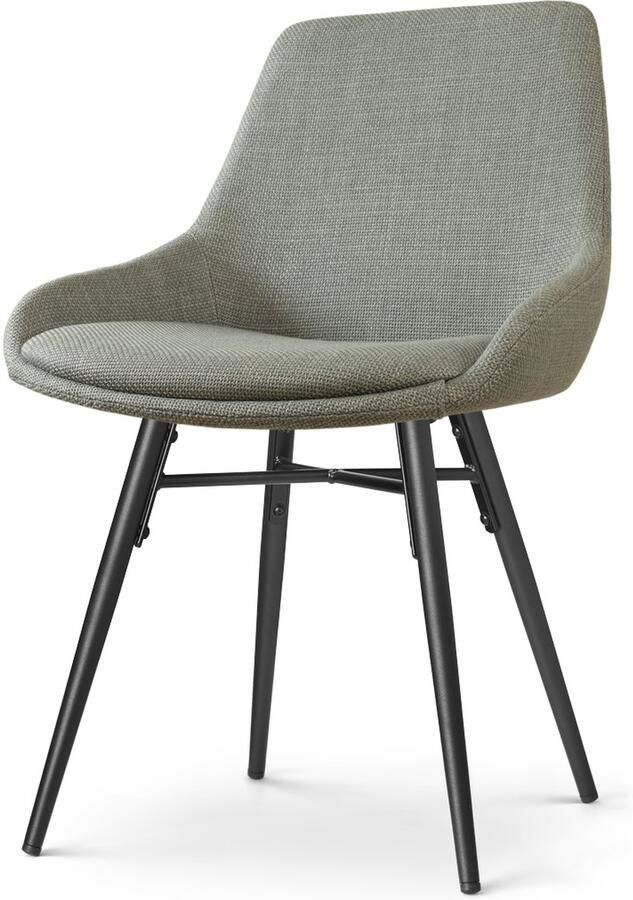 Nolon Nova-Isa Eetkamerstoel Groen Stof Zonder Armleuning Zwart Metalen Poten Industrieel Design Comfortabel