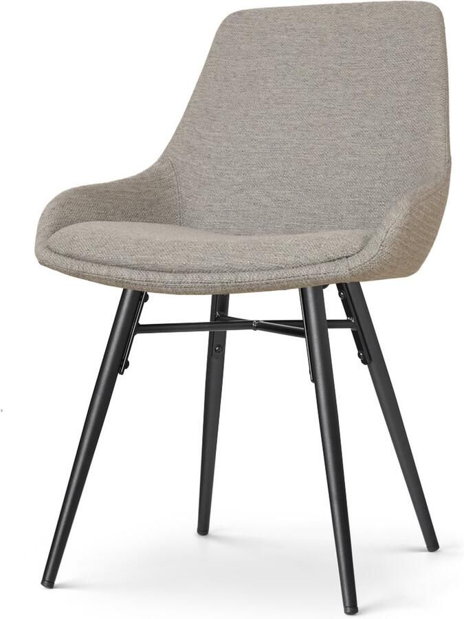 Nolon Nova-Isa Eetkamerstoel Warm Grijs Stof Zonder Armleuning Zwart Metalen Poten Industrieel Design Comfortabel