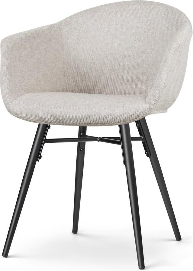 Nolon Nova-Otis eetkamerstoel beige met armleuning stof zwarte poten industrieel