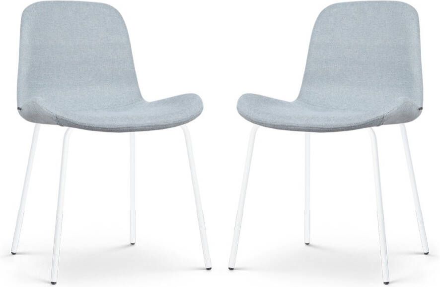 Nolon Nora-Fé Eetkamerstoelen Set van 2 Lichtblauw Stof Witte Poten Modern