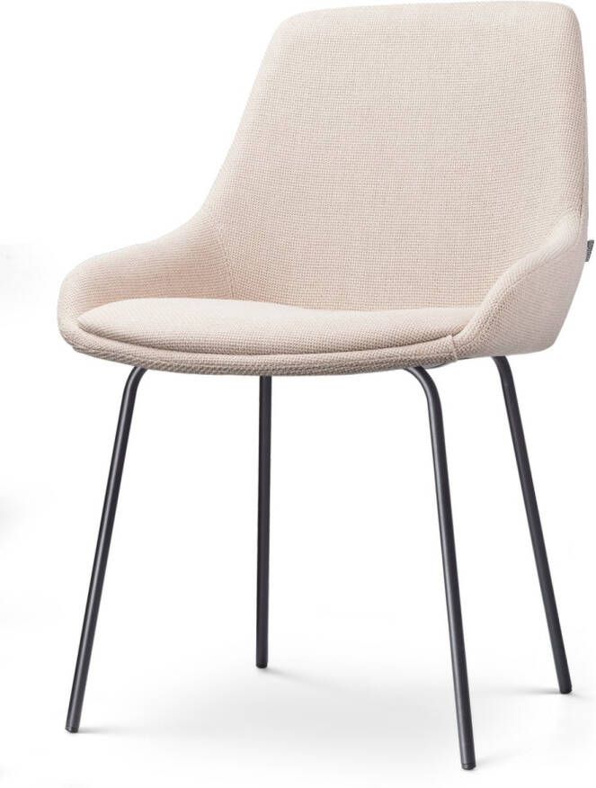 Nolon Nora-Isa Eetkamerstoel Beige Stof Zwart Onderstel Design Scandinavisch Comfortabel