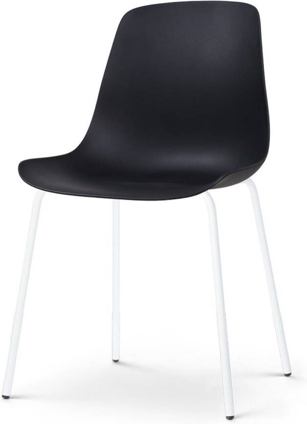 Nolon Nora-Pip Eetkamerstoel Zwart Kunststof Zitting Wit Metalen Onderstel