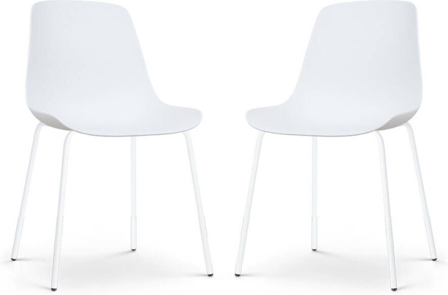 Nolon Nora-Pip Eetkamerstoelen Set van 2 Wit Kunststof Zitting Wit Metalen Onderstel