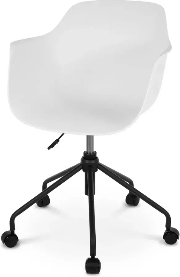 Nolon Nout-Puk Bureaustoel Wit met Armleuning Kunststof Zitting Verstelbaar Wieltjes Zwart Onderstel - Foto 2