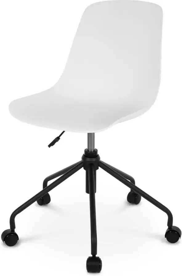 Nolon Nout-Pip Bureaustoel Wit Kunststof Zitting Verstelbaar Wieltjes Zwart Metalen Onderstel - Foto 2