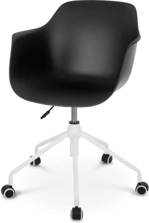 Nolon Nout-Puk Bureaustoel Zwart met Armleuning Kunststof Zitting Verstelbaar Wieltjes Wit Onderstel - Foto 2