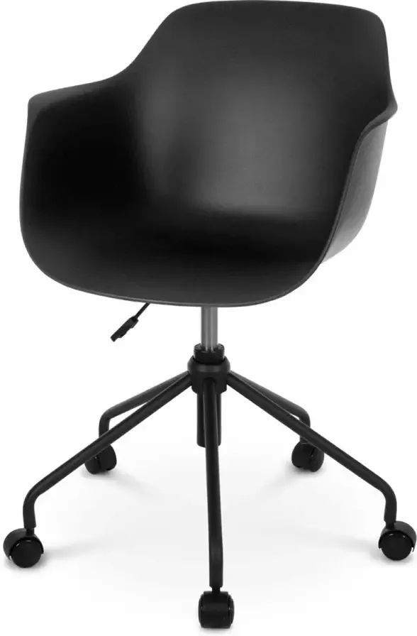 Nolon Nout-Puk Bureaustoel Zwart met Armleuning Kunststof Zitting Verstelbaar Wieltjes Zwart Onderstel - Foto 2