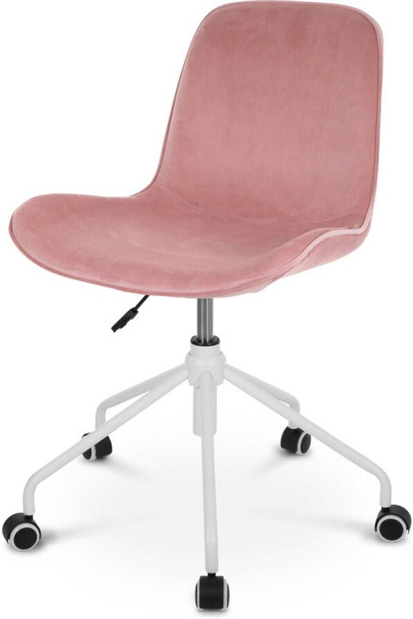 Nolon Nout bureaustoel velvet dusty pink wit onderstel