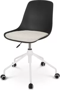 Nolon Nout-Liv bureaustoel zwart met beige zitkussen wit onderstel