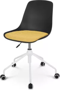 Nolon Nout-Liv bureaustoel zwart met okergeel zitkussen wit onderstel