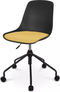 Nolon Nout-Liv bureaustoel zwart met okergeel zitkussen zwart onderstel
