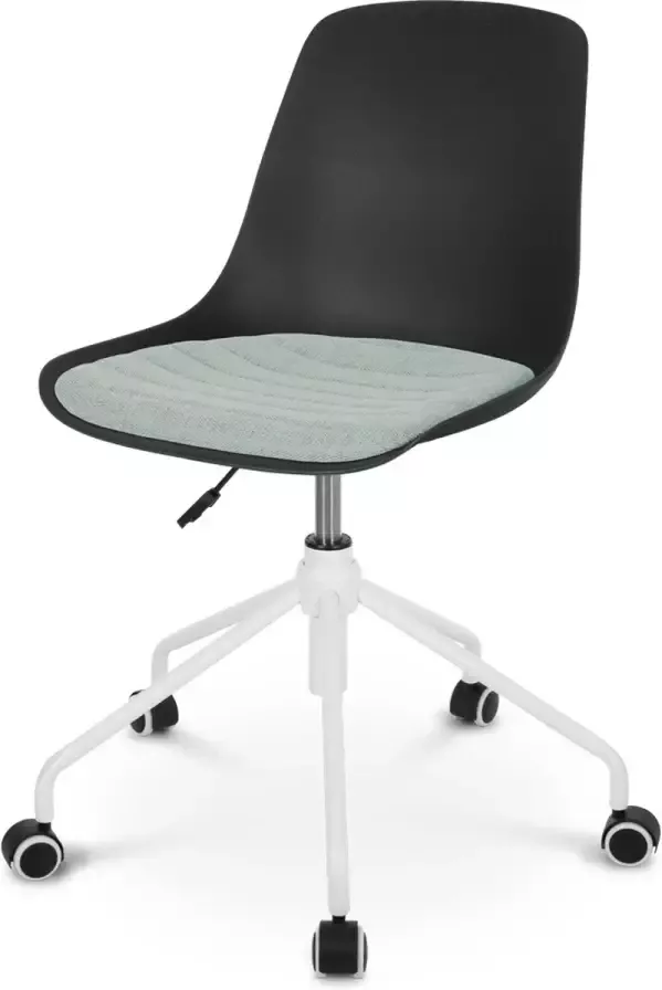 Nolon Nout-Liv bureaustoel zwart met zacht groen zitkussen wit onderstel
