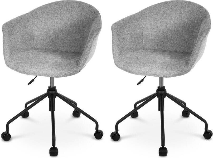 Nolon Nout-Otis Bureaustoelen Set van 2 Donkergrijs met Armleuning Stof Zwart Onderstel Wieltjes - Foto 1