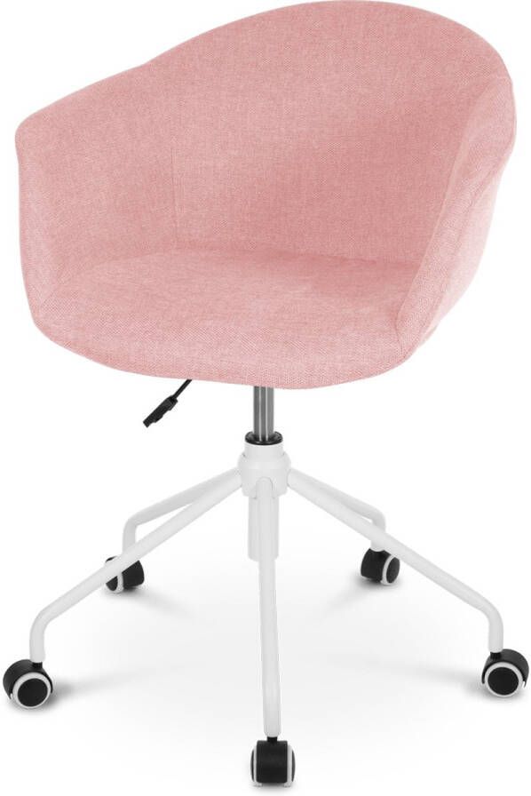 Nolon Nout bureaustoel zacht roze met armleuningen wit onderstel - Foto 1