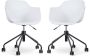 Nolon Nout-Puk Bureaustoelen Set van 2 Wit met Armleuning Kunststof Zitting Verstelbaar Wieltjes Zwart Onderstel - Thumbnail 2