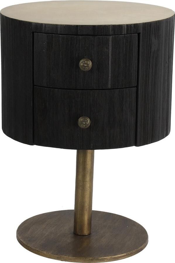 Non Branded Non-branded Bijzettafel Benton 37 X 49 Cm Staal hout Brons