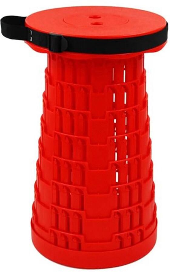 Non Opvouwbare Campingkruk Telescoop kruk opvouwbaar kruk Lichtgewicht Festival Stoel Draagbare en Verstelbare Klapkruk voor Outdoor & Reizen Tot 44 cm Rood