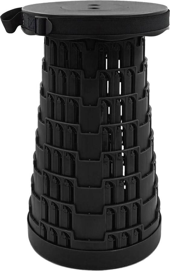 Non Opvouwbare Campingkruk Telescoop kruk opvouwbaar kruk Lichtgewicht Festival Stoel Draagbare en Verstelbare Klapkruk voor Outdoor & Reizen Tot 44 cm Zwart