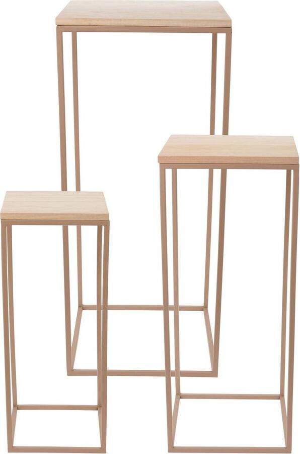 None Set van salontafels met houten blad 3 stuks