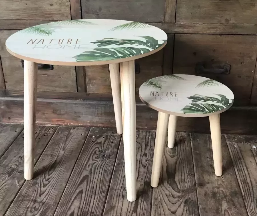 Basic Noor Living Houten Bijzettafel Nature Home 25 cm - Foto 2