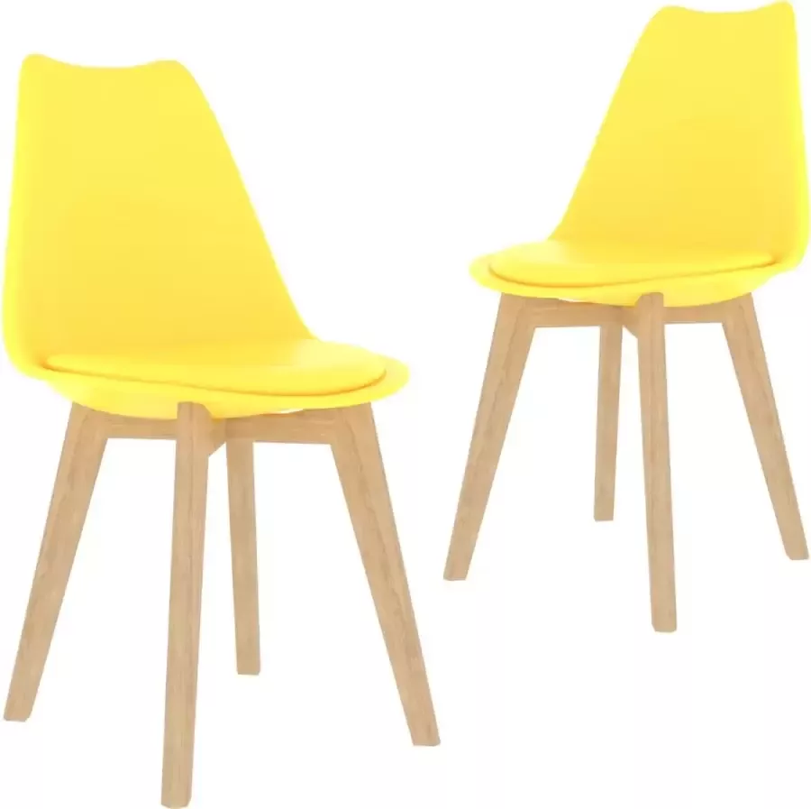 Nord Blanc 2 Moderne kunststof eetkamerstoelen stoelen met zachte lederen zitting geel yellow ergonomische kuipstoelen Palerma Design ergonomisch stoel zetel zacht leer woonkamerstoelen zitting stevig Scandinavisch set van 2 stuks
