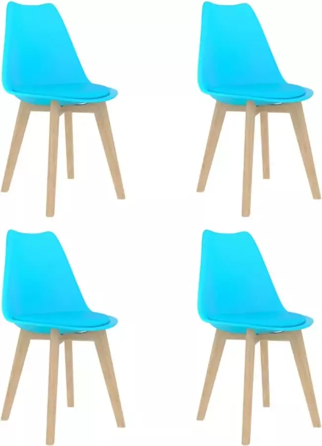 Nord Blanc 4 Moderne kunststof eetkamerstoelen stoelen met zachte lederen zitting blauw blue ergonomische kuipstoelen Palerma Design ergonomisch stoel zetel zacht leer woonkamerstoelen zitting stevig Scandinavisch set van 4 stuks