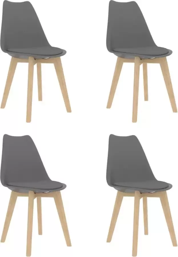 Nord Blanc 4 Moderne kunststof eetkamerstoelen stoelen met zachte lederen zitting grijs grey ergonomische kuipstoelen Palerma Design ergonomisch stoel zetel zacht leer woonkamerstoelen zitting stevig Scandinavisch set van 4 stuks