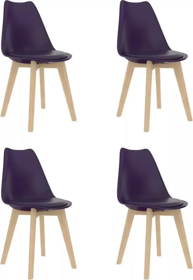 Nord Blanc 4 Moderne kunststof eetkamerstoelen stoelen met zachte lederen zitting lila paars purple ergonomische kuipstoelen Palerma Design ergonomisch stoel zetel zacht leer woonkamerstoelen zitting Scandinavisch set van 4 stuks