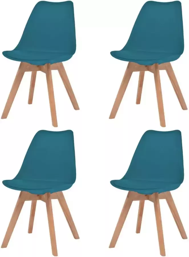 Nord Blanc 4 Moderne kunststof eetkamerstoelen stoelen met zachte lederen zitting turkoois turquoise ergonomische kuipstoelen Palerma Design ergonomisch stoel zetel zacht leer woonkamerstoelen zitting Scandinavisch set van 4 stuks