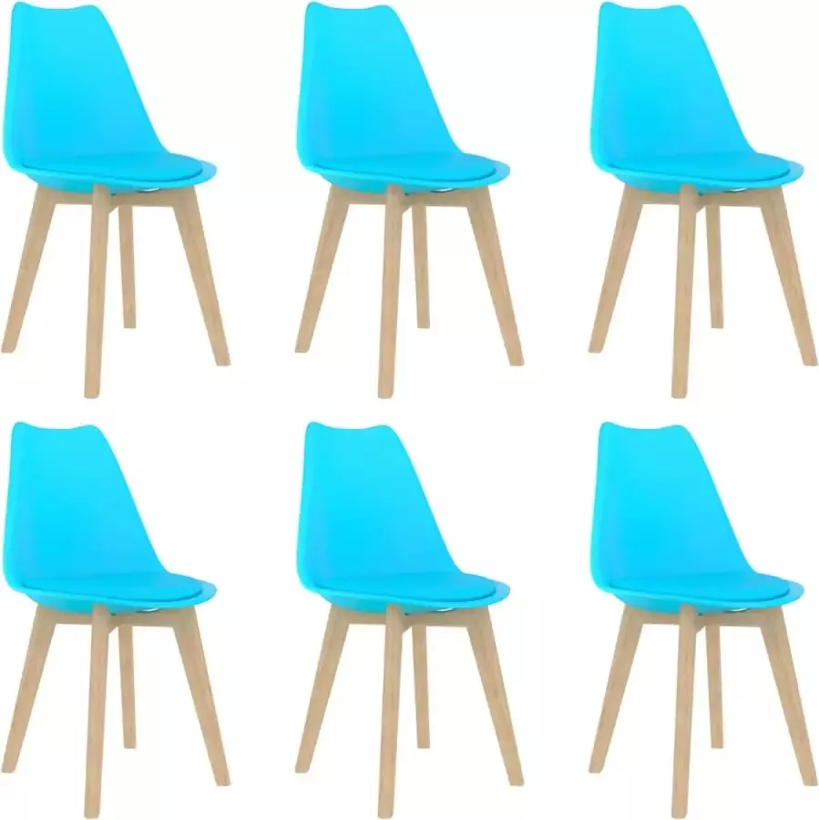 Nord Blanc 6 Moderne kunststof eetkamerstoelen stoelen met zachte lederen zitting blauw blue ergonomische kuipstoelen Palerma Design ergonomisch stoel zetel zacht leer woonkamerstoelen zitting stevig Scandinavisch set van 6 stuks