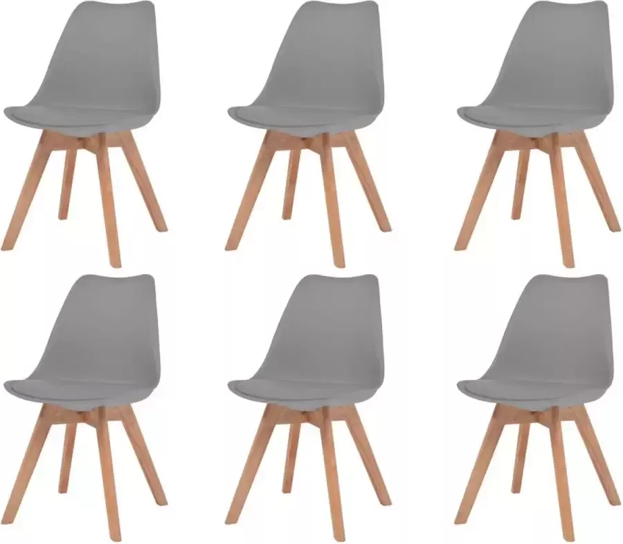 Nord Blanc 6 Moderne kunststof eetkamerstoelen stoelen met zachte lederen zitting grijs grey ergonomische kuipstoelen Palerma Design ergonomisch stoel zetel zacht leer woonkamerstoelen zitting stevig Scandinavisch set van 6 stuks