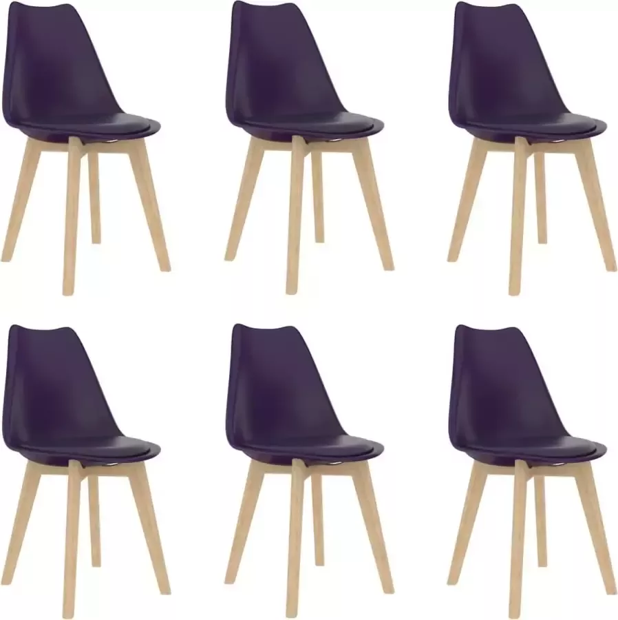 Nord Blanc 6 Moderne kunststof eetkamerstoelen stoelen met zachte lederen zitting lila paars purple ergonomische kuipstoelen Palerma Design ergonomisch stoel zetel zacht leer woonkamerstoelen zitting stevig Scandinavisch set van 6
