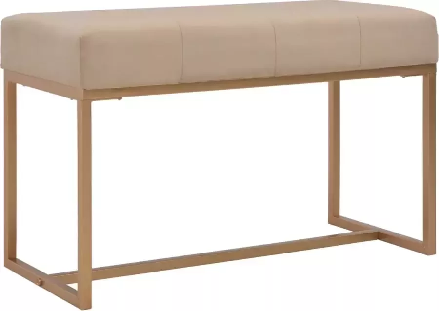 Nord Blanc Bankje fluweel beige ijzeren frame goud fluwelen stof modern Fluweel beige met knopen knoopjes comfortabel duurzaam elegant 80 x 36 x 51 cm (B x D x H)