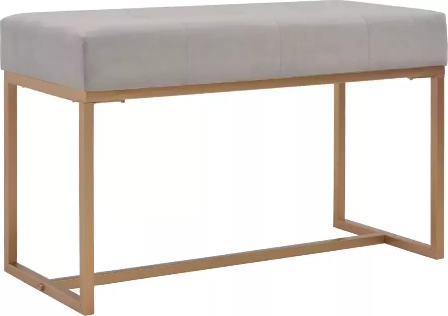 Nord Blanc Bankje fluweel grijs ijzeren frame goud fluwelen stof modern met knopen knoopjes comfortabel duurzaam elegant 120 x 36 x 51 cm (B x D x H)