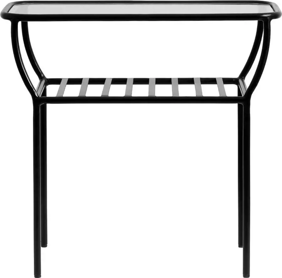 Nordal Side table black w glass plate bars