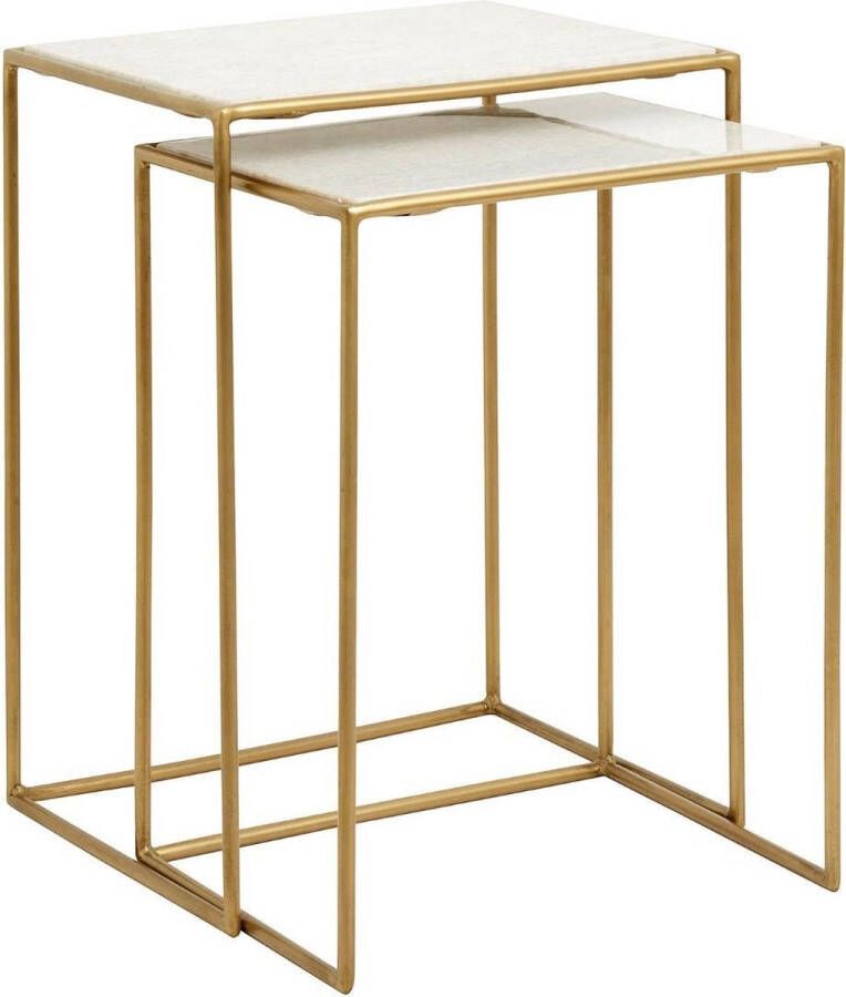 Nordal side tables s 2 white marble brass