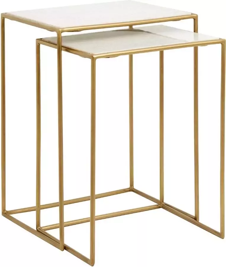 Nordal side tables s 2 white marble brass