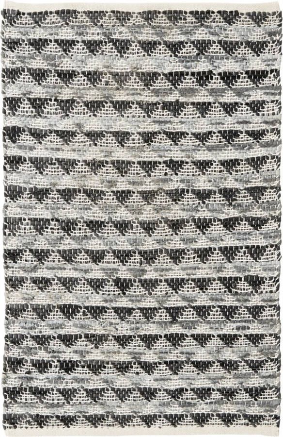 Nordal Triangle Lederen vloerkleed Zwart Grijs 150x70cm