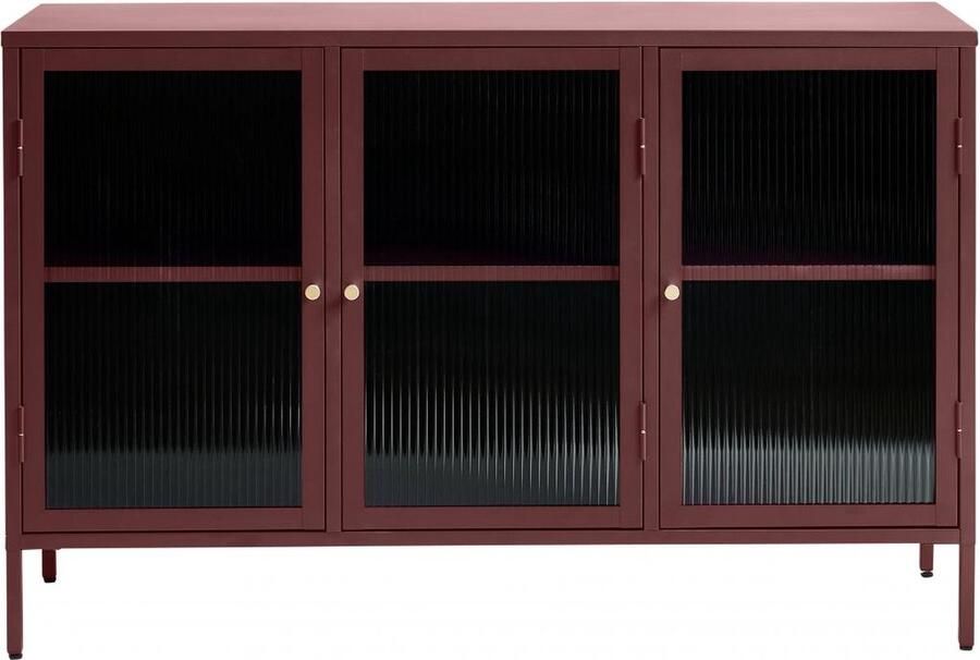 Nordic Home Olan glazen dressoir 130 cm rood