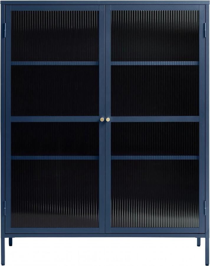 Nordic Home Olan glazen vitrinekast 140 cm blauw