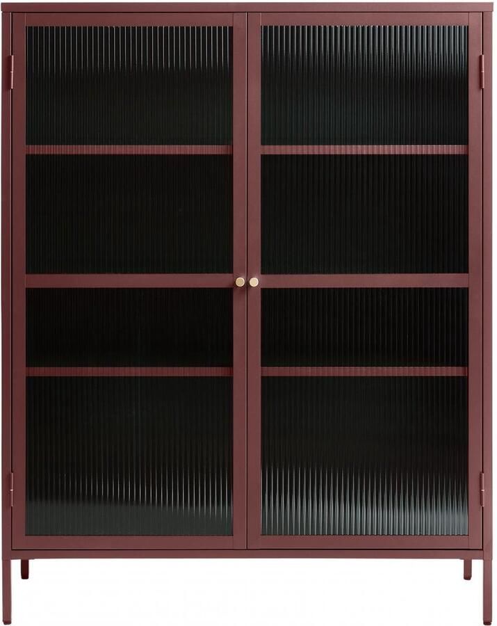 Nordic Home Olan glazen vitrinekast 140 cm rood