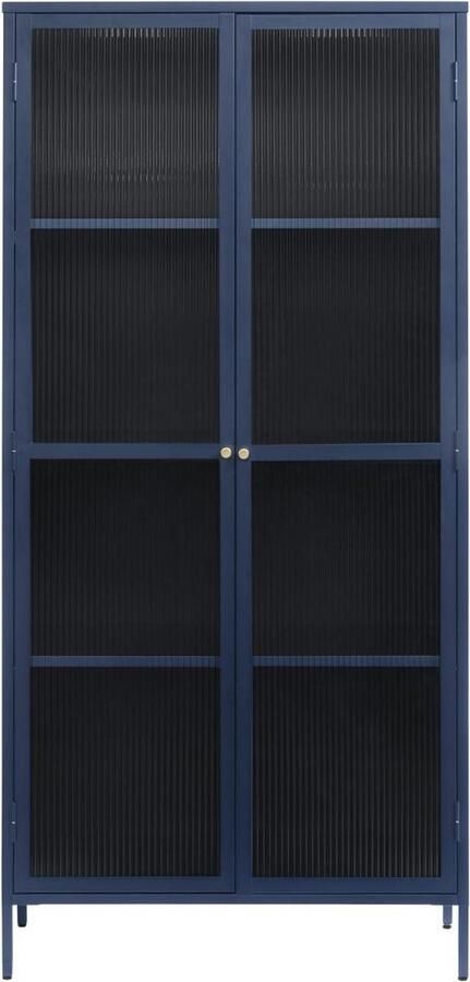 Nordic Home Olan glazen vitrinekast 190 cm blauw