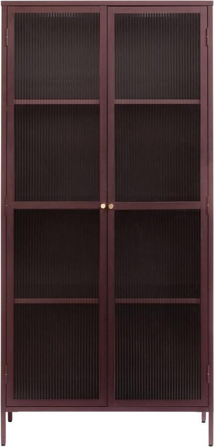 Nordic Home Olan glazen vitrinekast 190 cm rood