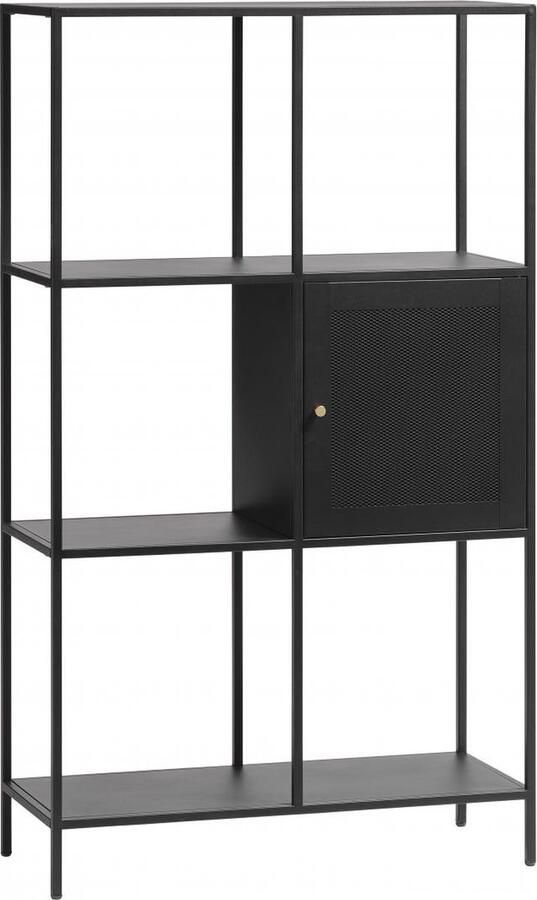 Nordic Home Sigurd metalen boekenkast 1 deur 135 cm zwart