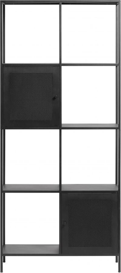 Nordic Home Sigurd metalen boekenkast 2 deurs 180 cm zwart