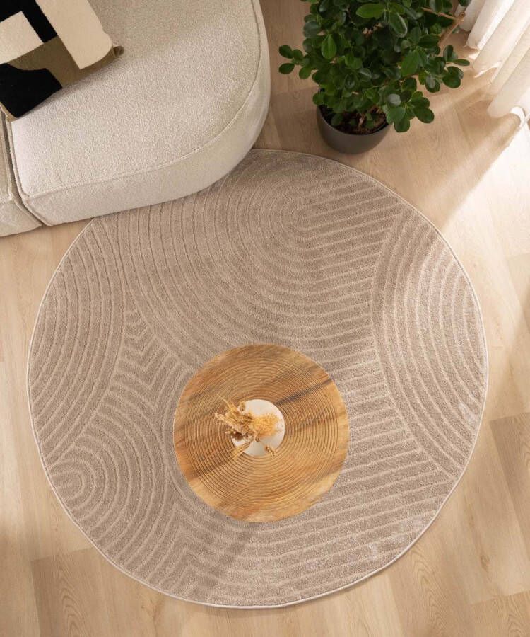 Nordic Weavers Rond vloerkleed Scandinavisch Contour Curve beige 300 cm rond