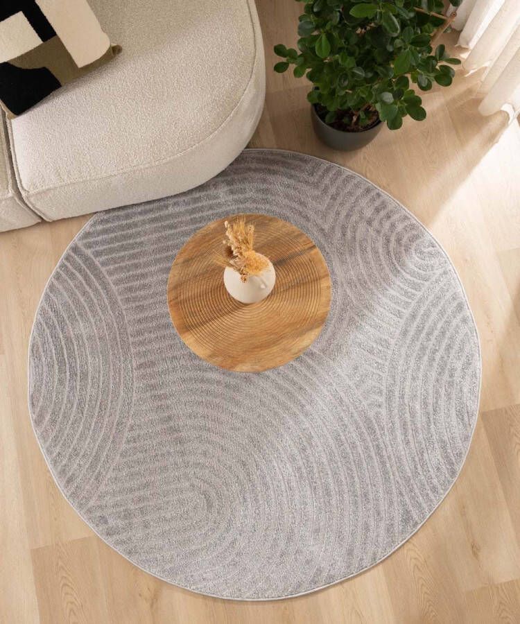 Nordic Weavers Rond vloerkleed Scandinavisch Contour Curve grijs 250 cm rond