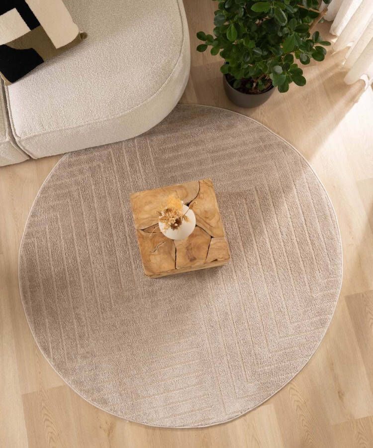 Nordic Weavers Rond vloerkleed Scandinavisch Contour Edge beige 250 cm rond